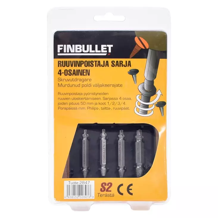 Finbullet Vastakierretapit/ruuvinpoistajat 4-osaa - Kierretyökalut - 2847 - 1
