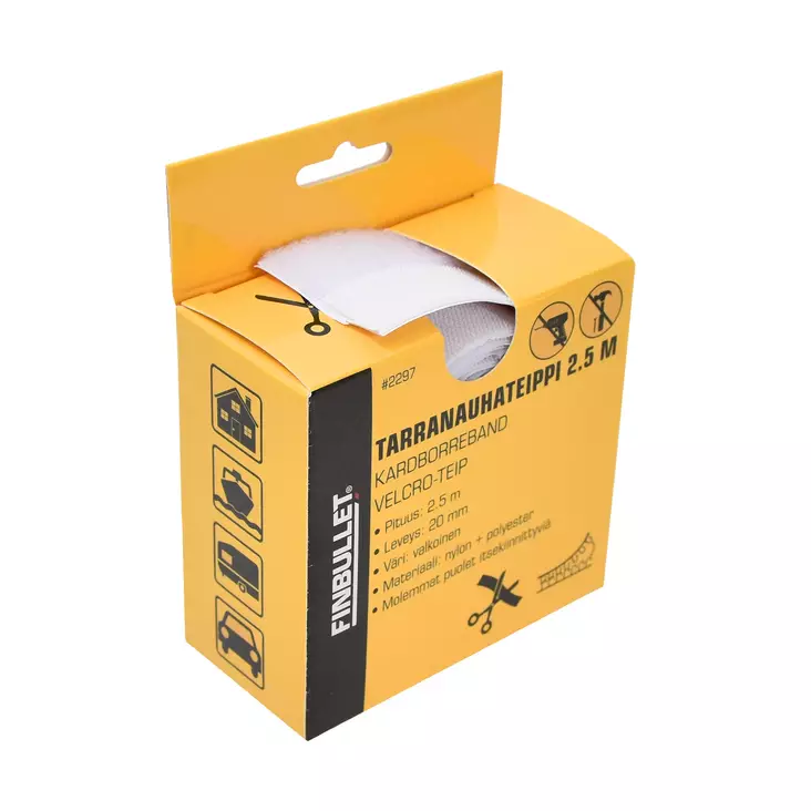 Tarranauhateippi 2.5m 20mm Väri valkoine - Tejp - 2297 - 1