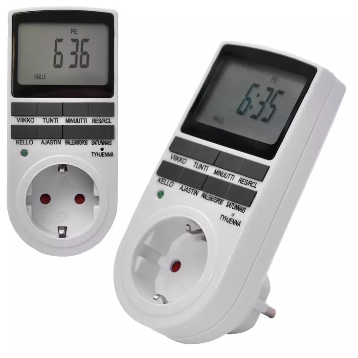 Vuorokausiajastin suomi IP20 230v - USB plugit, laturit ja tarvikkeet - 8037 - 1