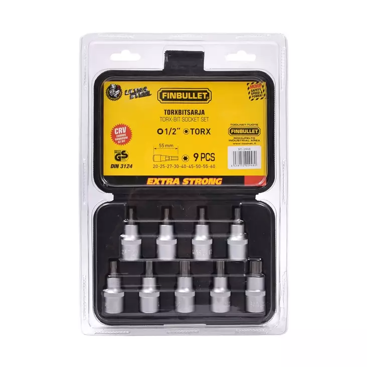 Torxbitsats 9-delar 1/2" CrV - Bits - 2948 - 1