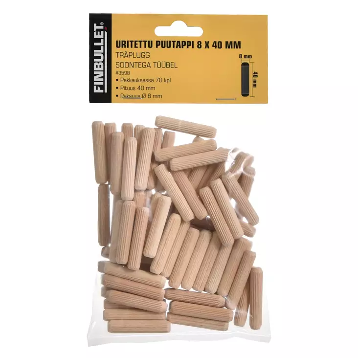 Uritettu puutappi 70 kpl 8 x 40 mm - Fästelement och expanderskruvar - 3598 - 1