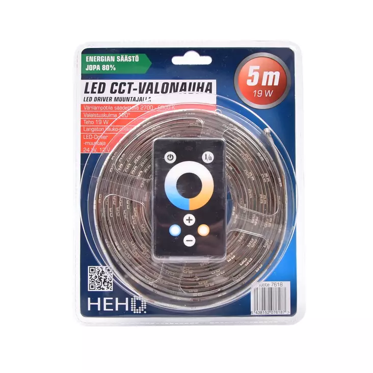 HEHQ LED-valonauha 5m 12V 19W kaukosäätimellä - LED-nauhat - 7618 - 1