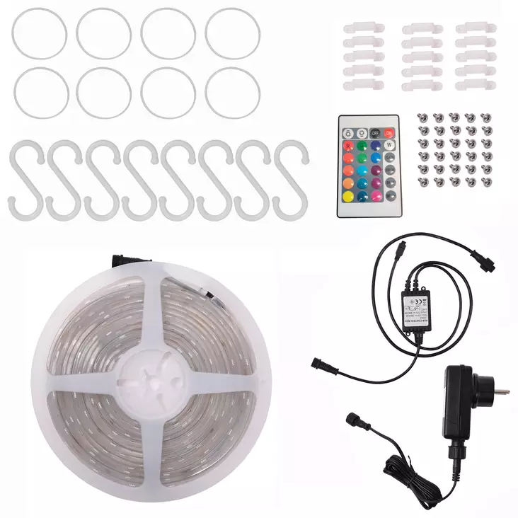 HEHQ LED-valonauha 5m RGB 24W IP44 kaukosäätimellä - LED-nauhat - 7638 - 1