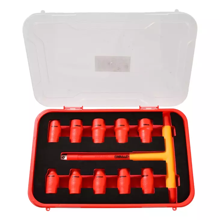 Hylsysarja VDE 1000V 3/8" 11-os Eristetty Koot 8-19mm - Hylsy- ja työkalusarjat - 4348 - 1