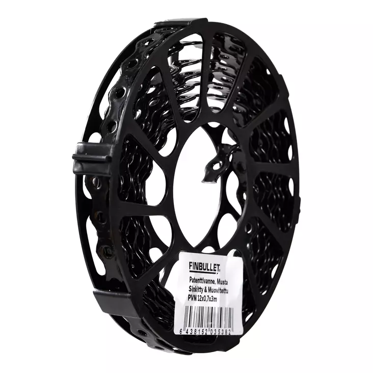 Finbullet Patenttivanne muovitettu 12 x 0,7 x 3m musta - Patentti- ja kiinnitysvanteet - 3538 - 1