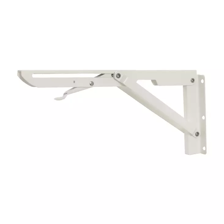 Taitettava seinäkannatin 300mm Paksuus 1.5/2.5mm Valkoinen - Koukut, telineet ja kannattimet - 3458 - 1