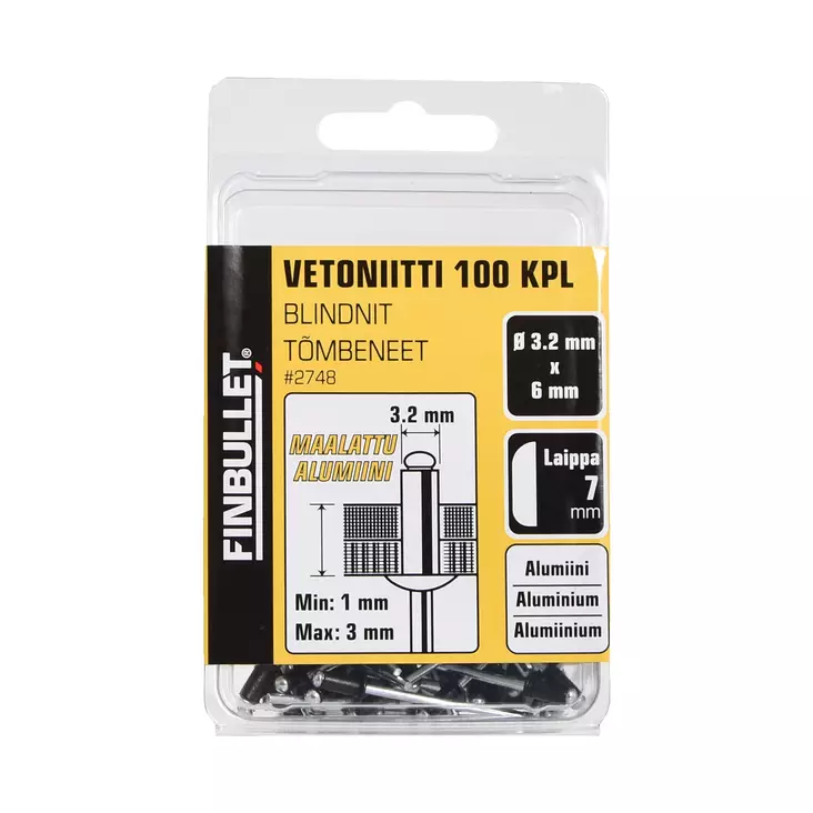 Alum blind rivet 3,2*10mm 100pcs - Popnittänger och popnitar - 2748 - 1