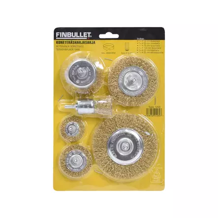 Finbullet Koneteräsharjasarja 6-os - Teräs-, messinki- ja nylonharjat - 1269 - 2