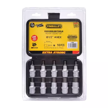 10 Hex-bit socket set 10 pcs 1/2'' CRV - Bits - 2949 - 1