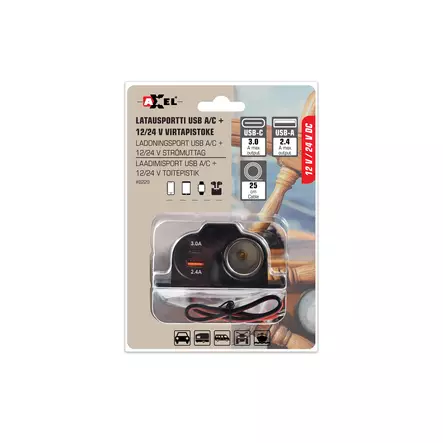 Power socket USB-A + USB-C charger 12/24V - USB plugit, laturit ja tarvikkeet - 8229 - 2