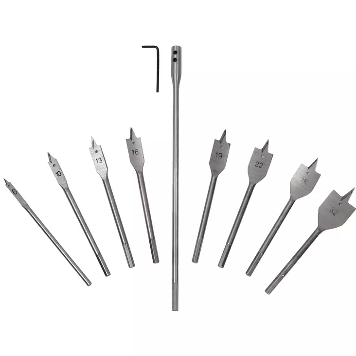 Flat wood drill bits set 6-32 mm 10 pcs - Puuterät - 1709 - 1