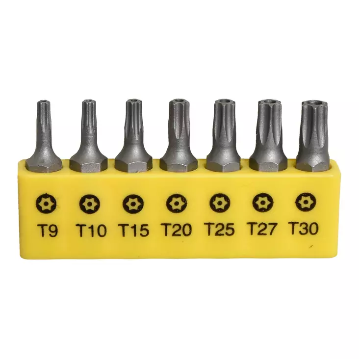 Torxbitssats 7 delar T9 T10 T15 T20 T25 T27 T30 - Bits - 1189 - 1