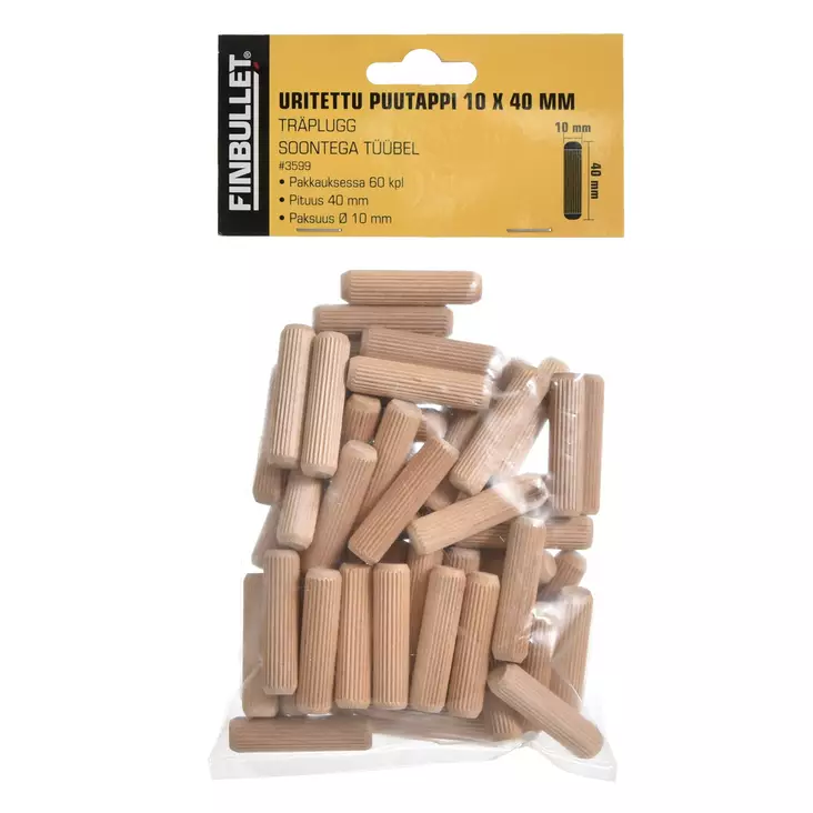 Uritettu puutappi 60kpl 10 x 40mm - Fästelement och expanderskruvar - 3599 - 1