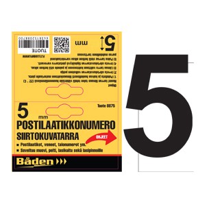 Tarranumero 5, 50mm - Självhäftande siffror och bokstäver - 8889 - 1